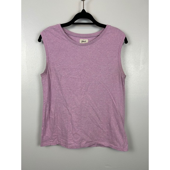 Lot of THREE Pact Organic Cotton Heathered Muscle Tee Tank Top Small Gray Pink - Picture 12 of 15